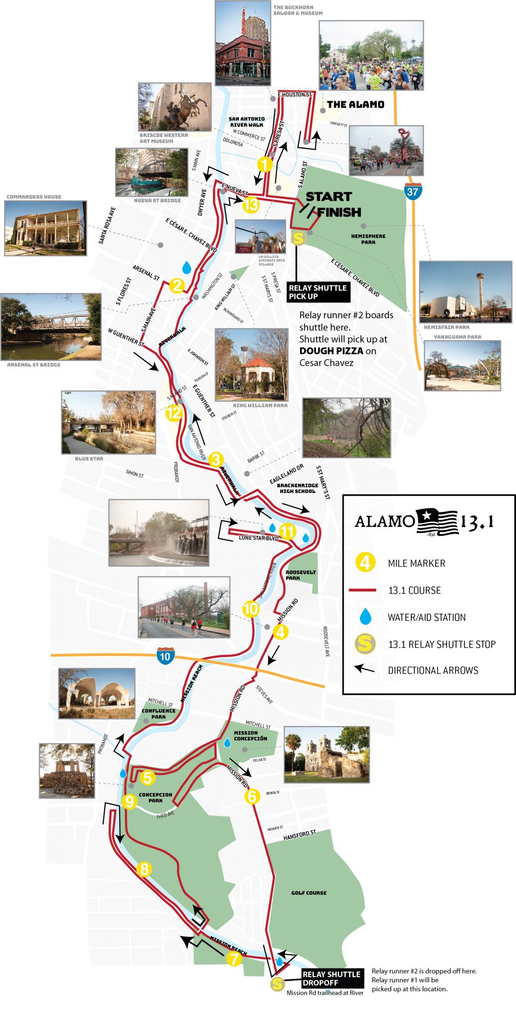 2021 Run The Alamo 13.1 + Marathon Courses Alamo 13.1